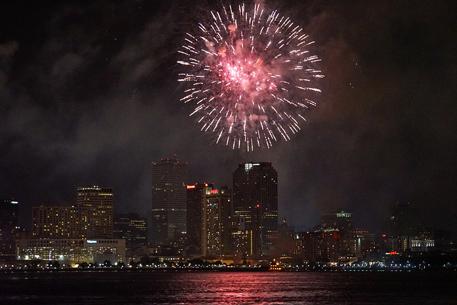 Photo courtesy of Paul Broussard - Fireworks over the Mississippi River in New Orleans. (Photo: Paul Broussard)