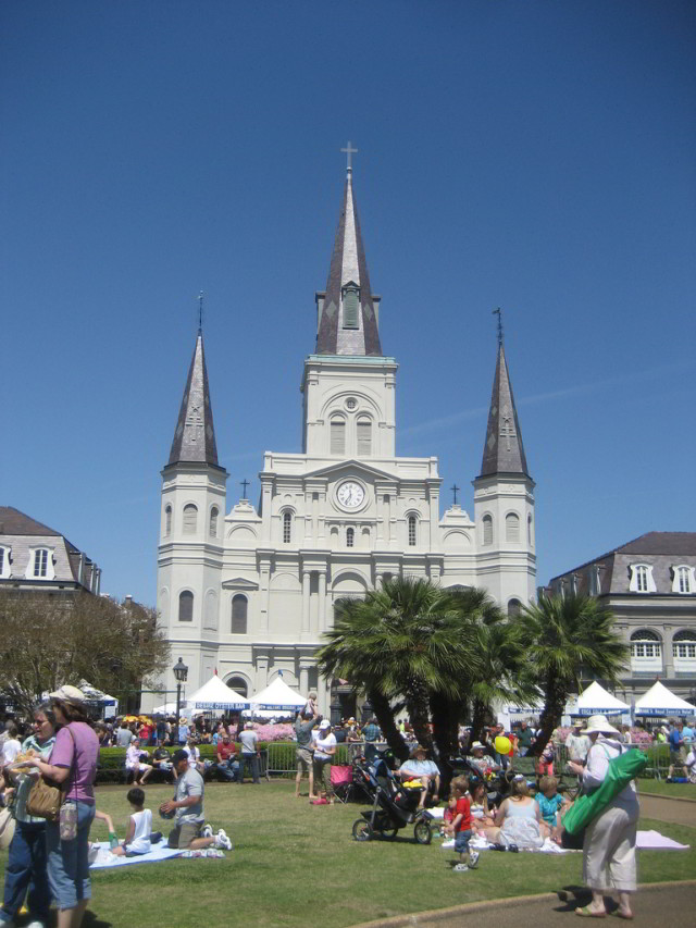  Hotel Monteleone is just a short walk from Jackson Square, which plays host to many of the musicians and food vendors featured at French Quarter Festival. Photo courtesy Infrogmation via Flickr. 