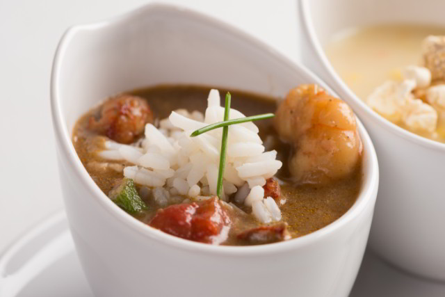 Seafood Gumbo with Gulf Shrimp and Crawfish at Criollo Restaurant, inside Hotel Monteleone in the New Orleans French Quarter