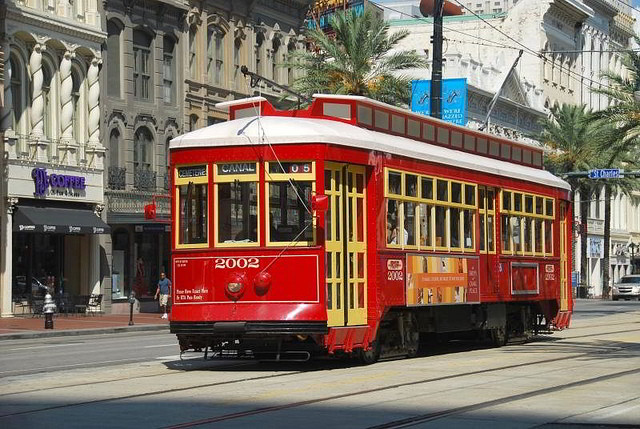 Catch one of the famous New Orleans streetcars on Canal Street. (Photo courtesy via Flickr user faungg's photos.)