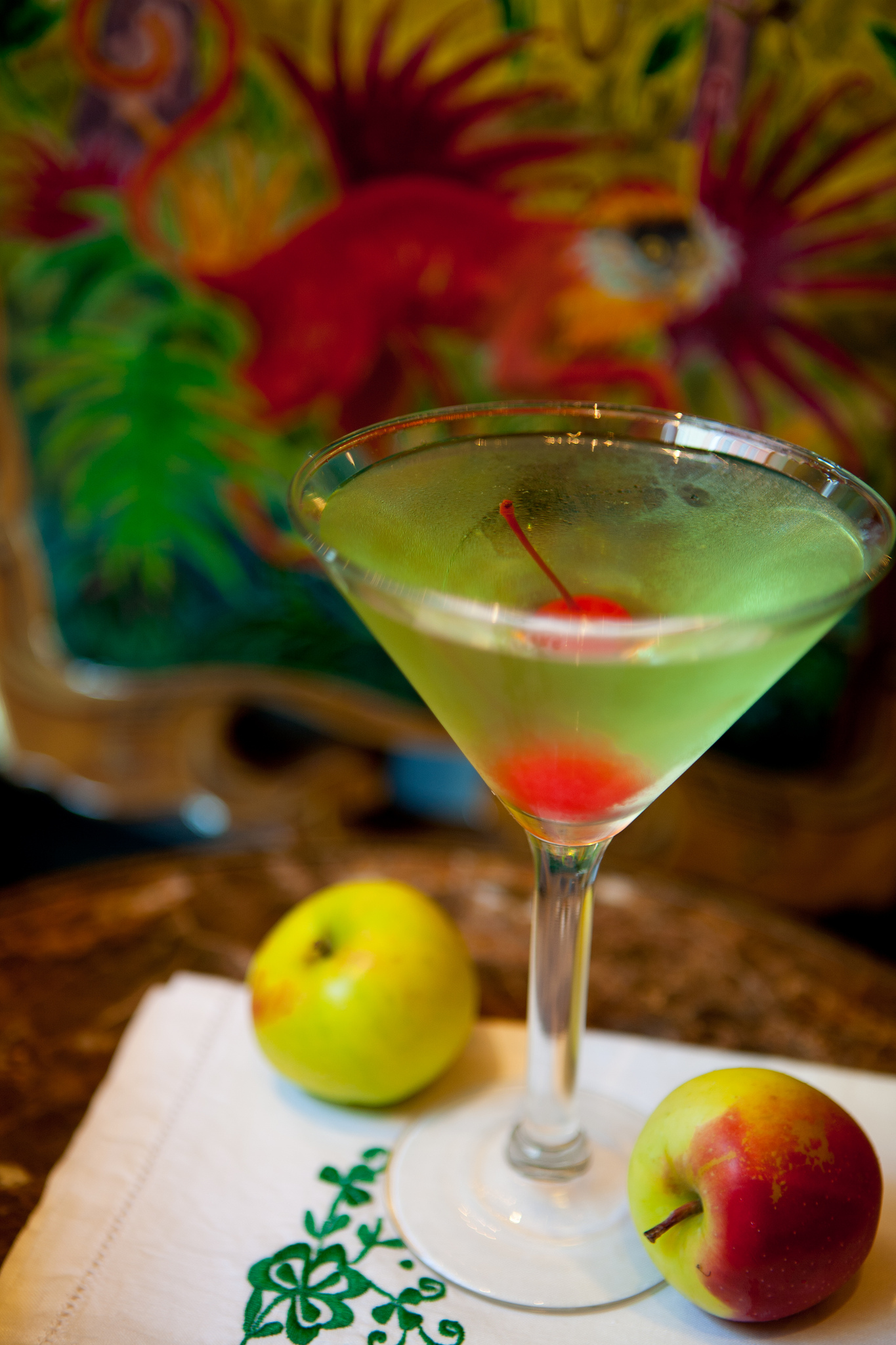Our take on a sour apple martini, this cocktail from the Carousel Bar is a tart treat you won't want to miss!