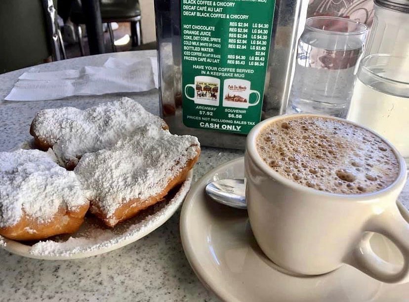 Beignets from Cafe du Monde, a quintessential New Orleans dish.