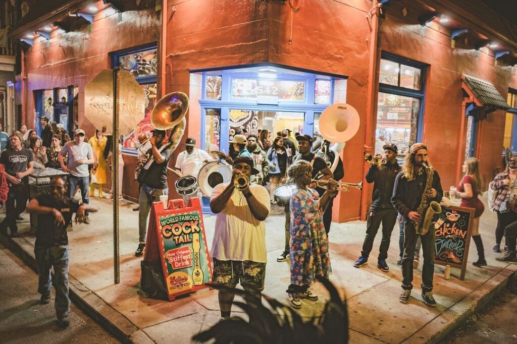 Frenchmen Street nightlife is home to New Orleans' incredible live music scene - you can find music on every corner in January in New Orleans