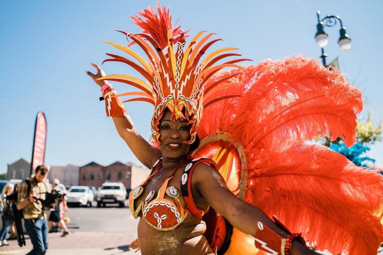 Revelers decked out in fabulous feathers for Bayou Bacchanal