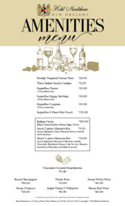 Amenities Menu