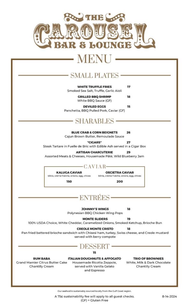 CAROUSEL BAR Bites Menu